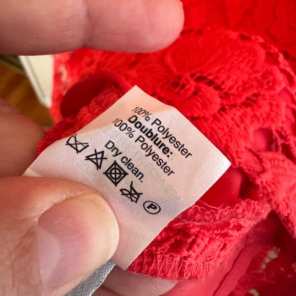 J.Crew Sheath Lace Overlay Dress Red Floral Round Neck Back Zip Sleeveless Sz 12 - Picture 5 of 7